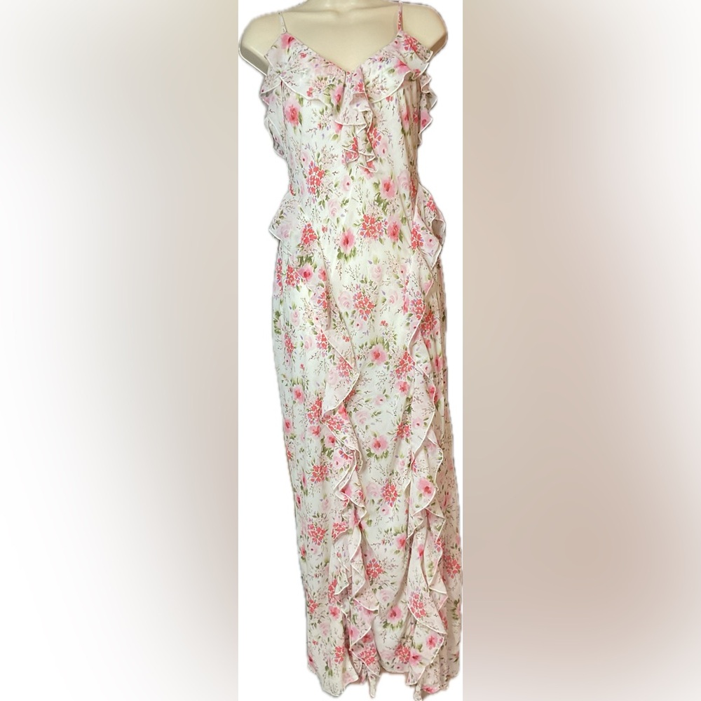 Forever 21 Floral Elegant Ruffled Maxi Dress Size L